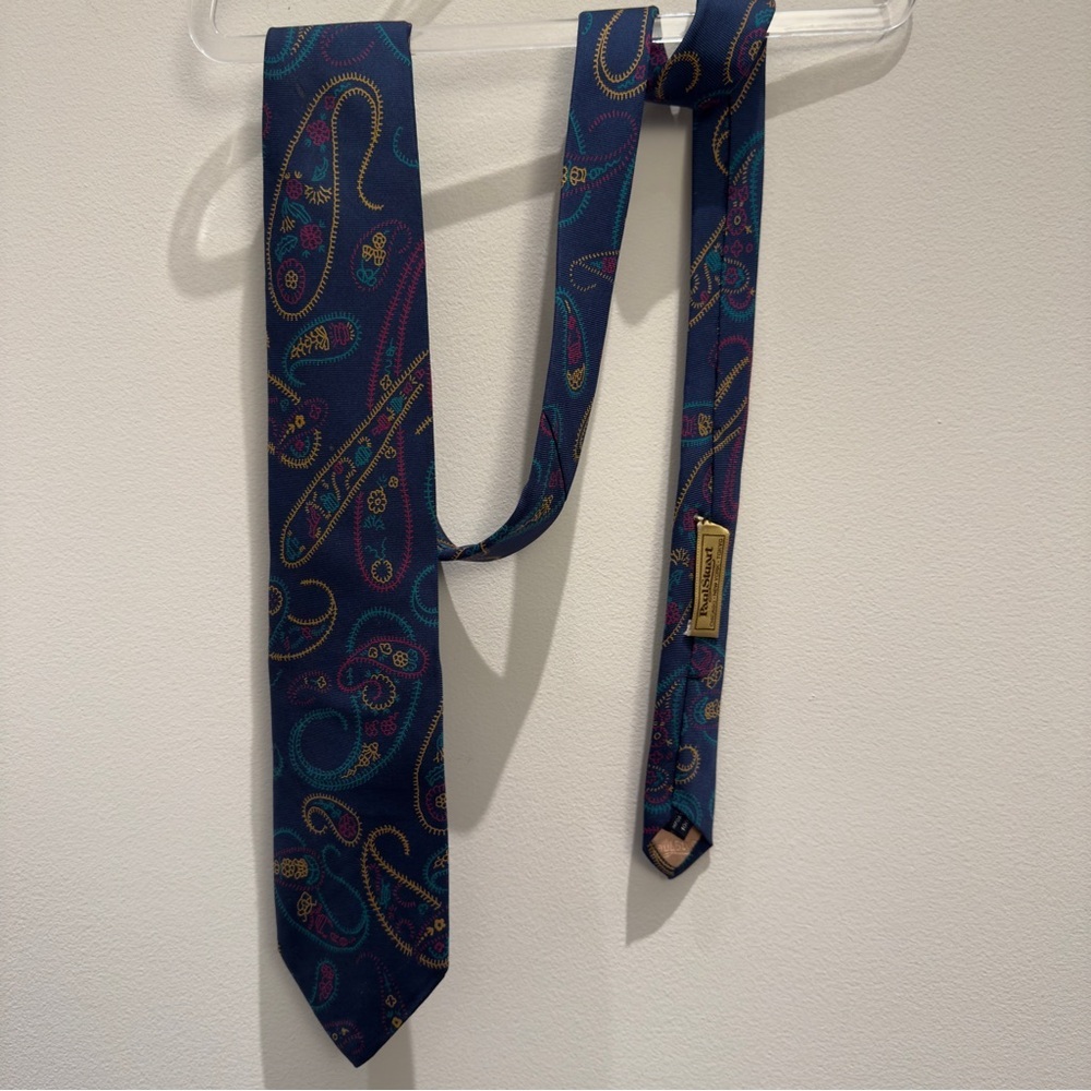 Paul Stuart Paisley Silk Tie - Maroon /Blue/Green/Yellow Made in England Vintage